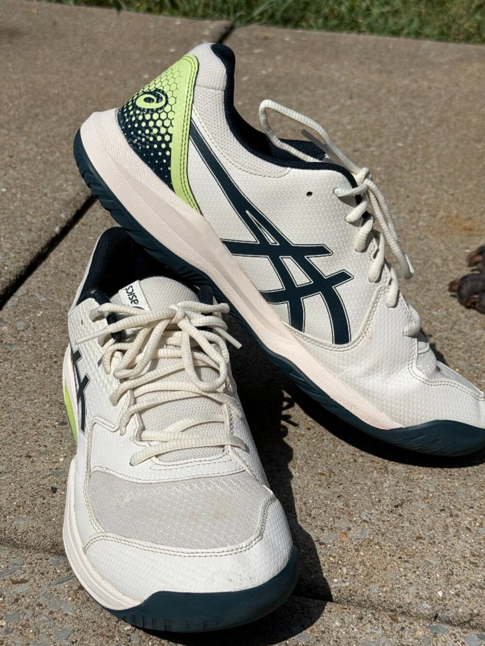 ASICS Gel Dedicate 8 Mens 13 White Lime Pickleball Shoes Tenniscore Sneaker4122